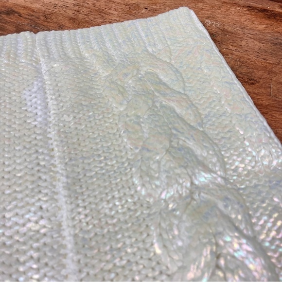 Promod Holographic Chunky Cable Knit‎ Skirt Tube Top Womens Small Holo Mermaid - Picture 2 of 10